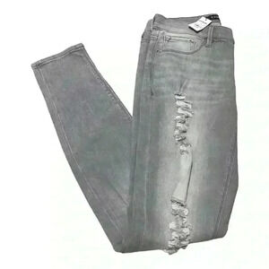 Women Express Mid Rise Gray Distressed Leggings-NWT